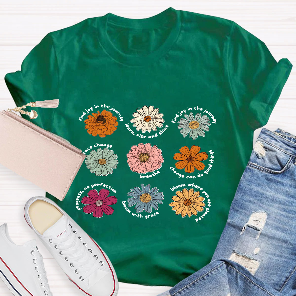 Find Joy In The Journey Learn Rise And Shine Floral T-Shirt