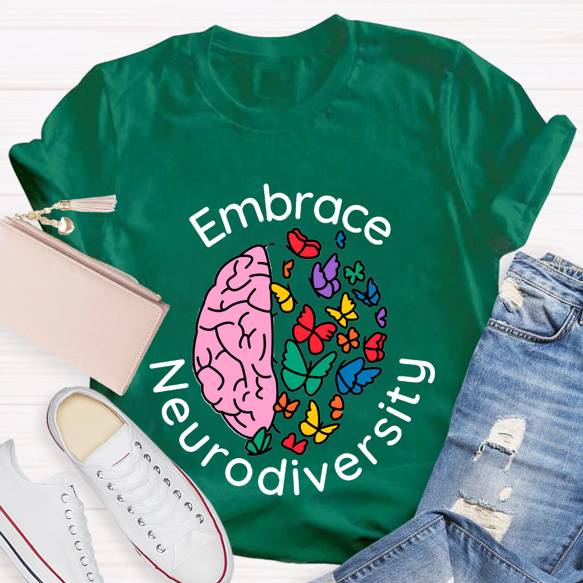 Embrace Neurodiversity Brain Butterfly T-Shirt