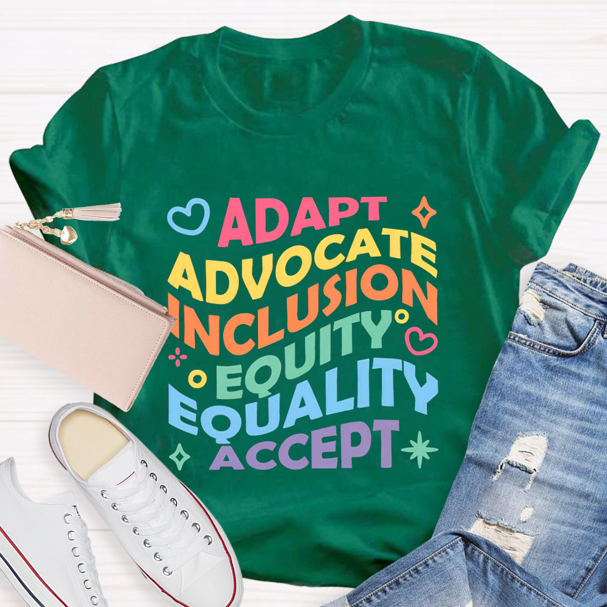 Adapt  Advocate  Accept Teacher T-Shirt