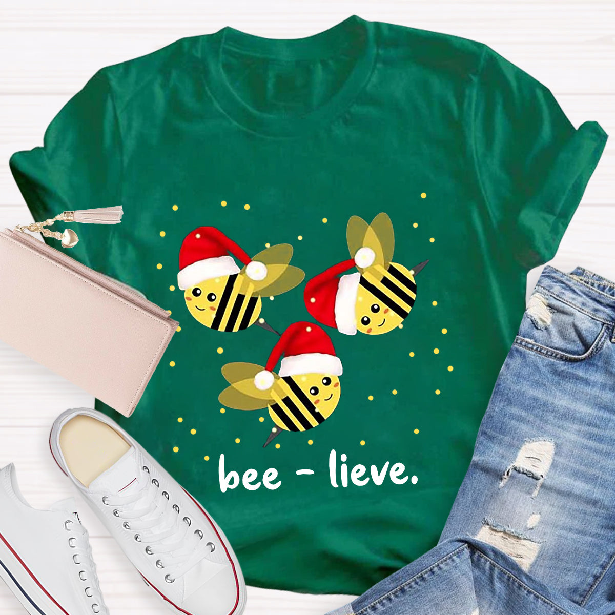Cute Christmas Bee-lieve T-Shirt