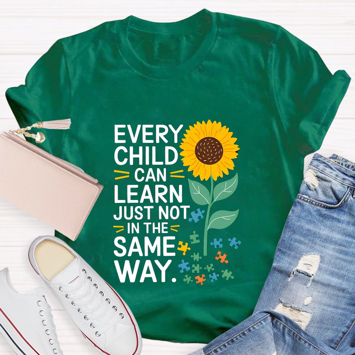 Every Child Can Learn Just Not In The Same Way Sunflower T-Shirt