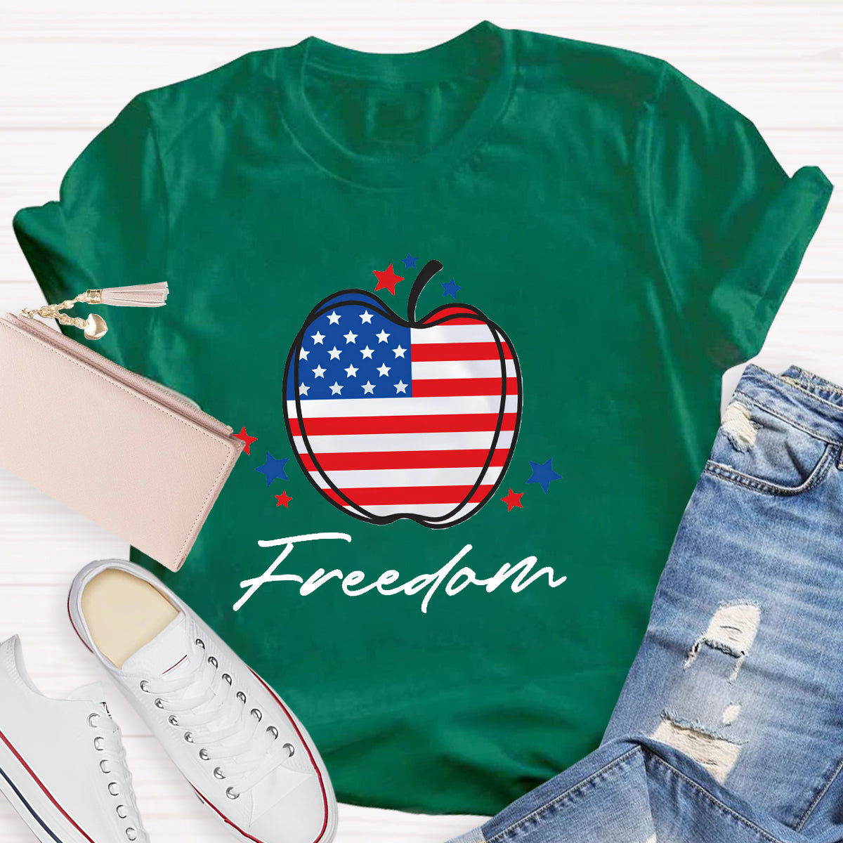 Freedom Apple Teacher T-Shirt