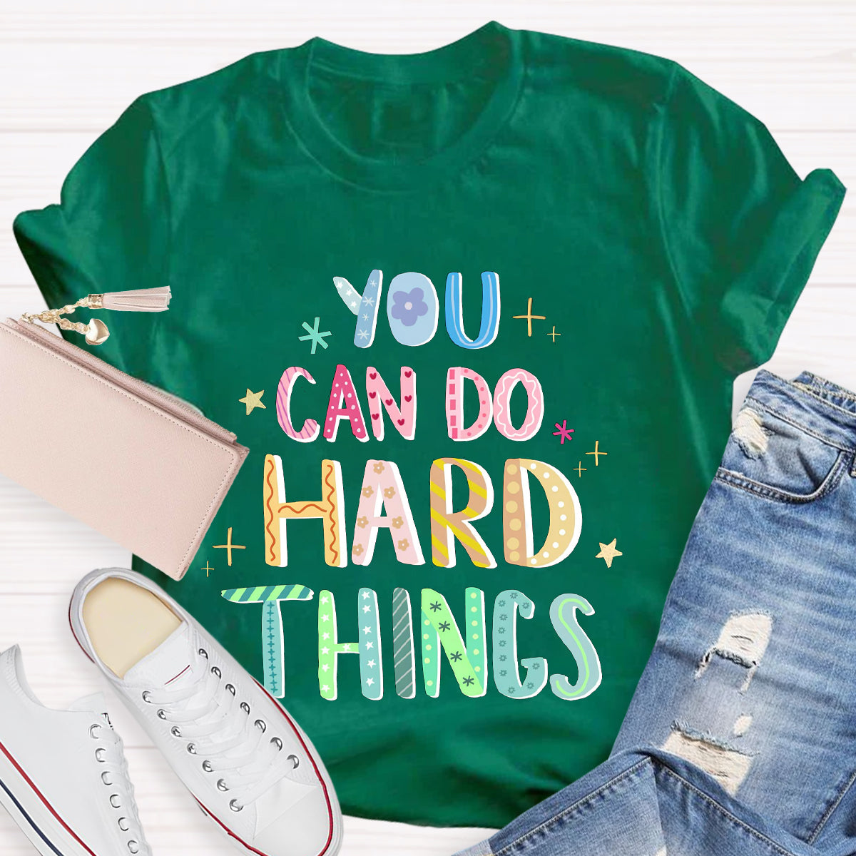 You Can Do Hard Things Motivational Language T-Shirt