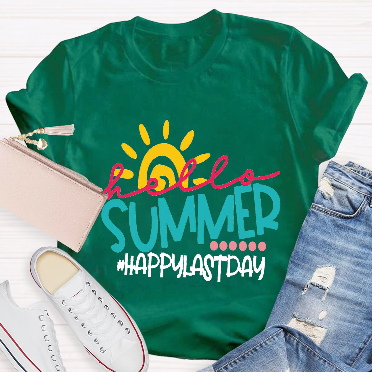 Hello Summer Teacher Graphic Tee Shirt