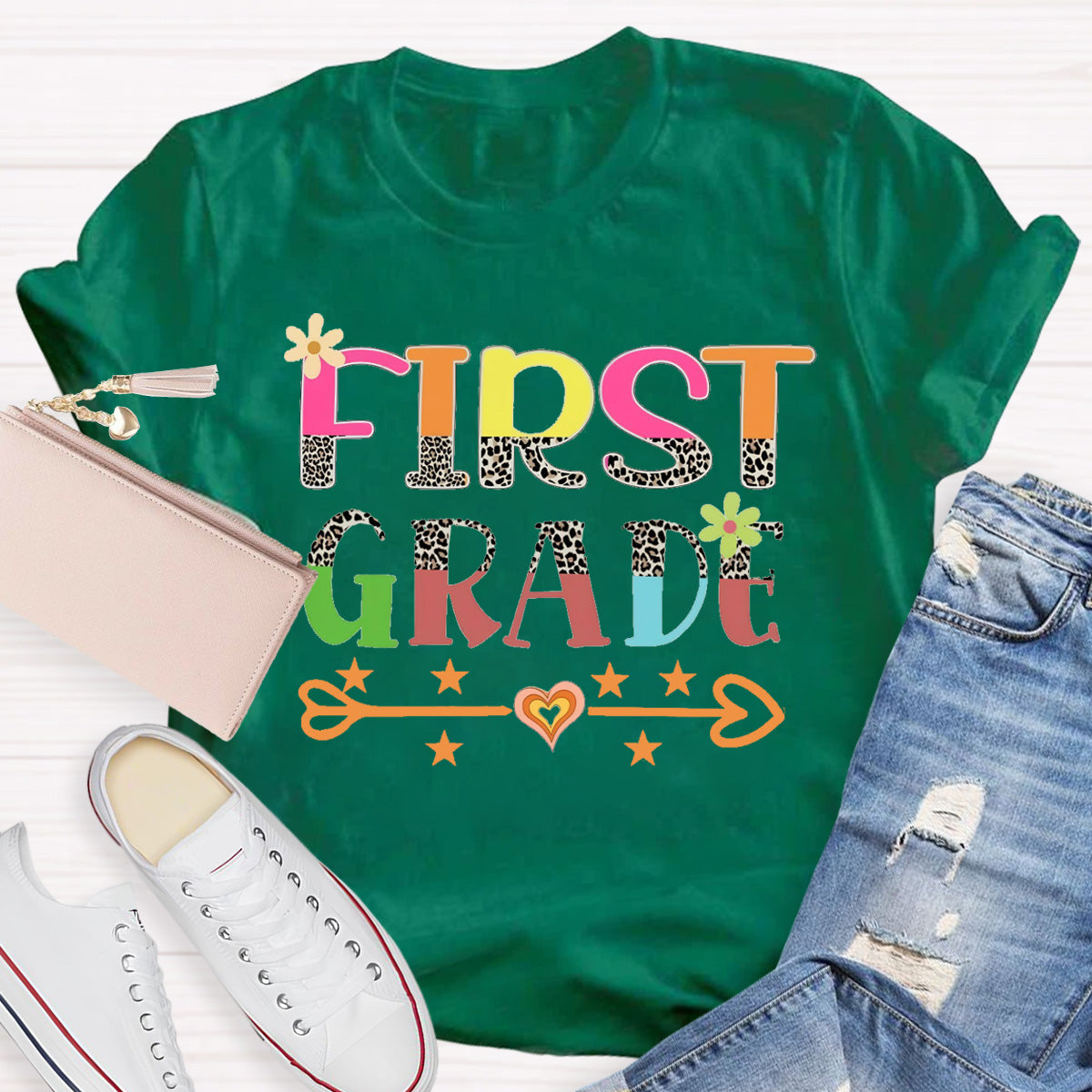 Personalized Grade Love Star Teacher T-Shirt