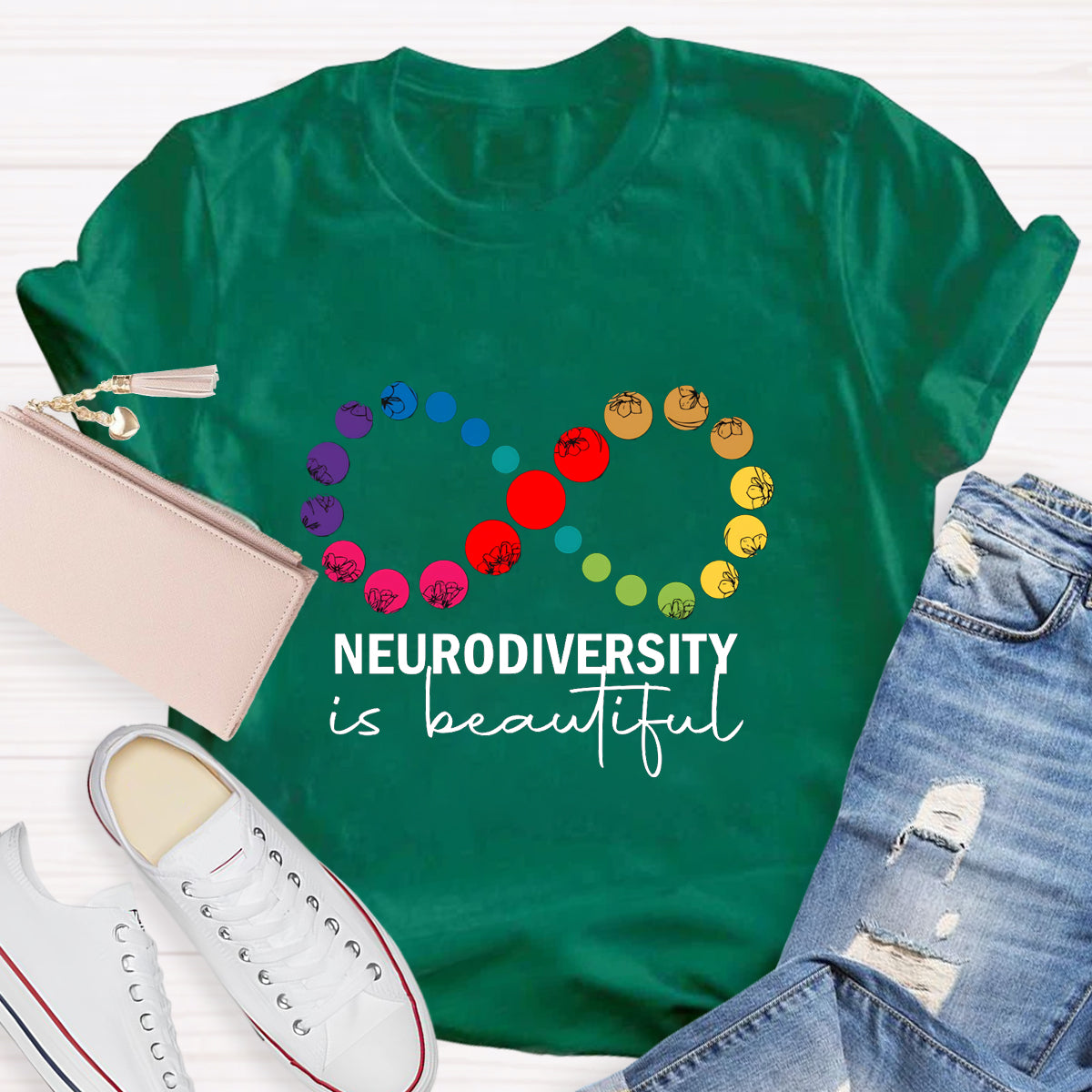 Neurodiversity is Beautiful Infinity Symbol Teacher T-Shirt