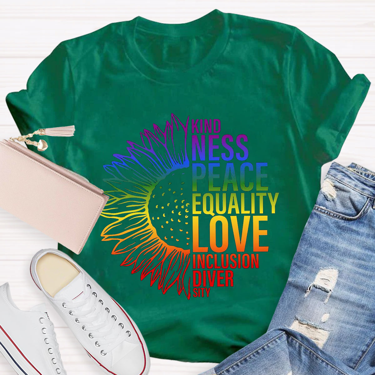 Kind Peace Love Teacher T-Shirt