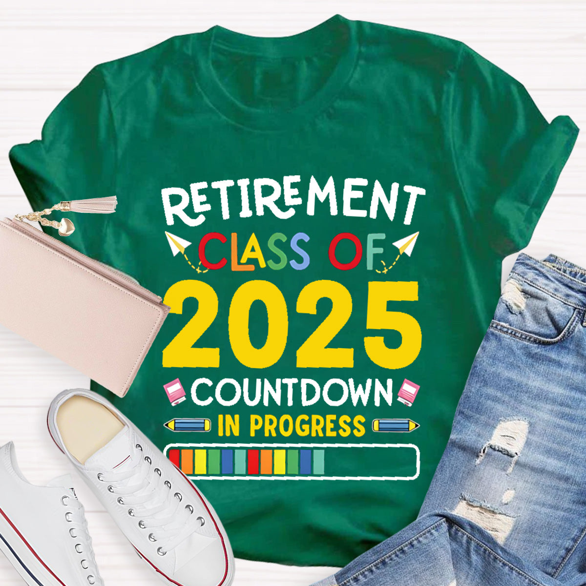 Personalized Retirement Time Class Countdown In Progress Teacher T-Shirt