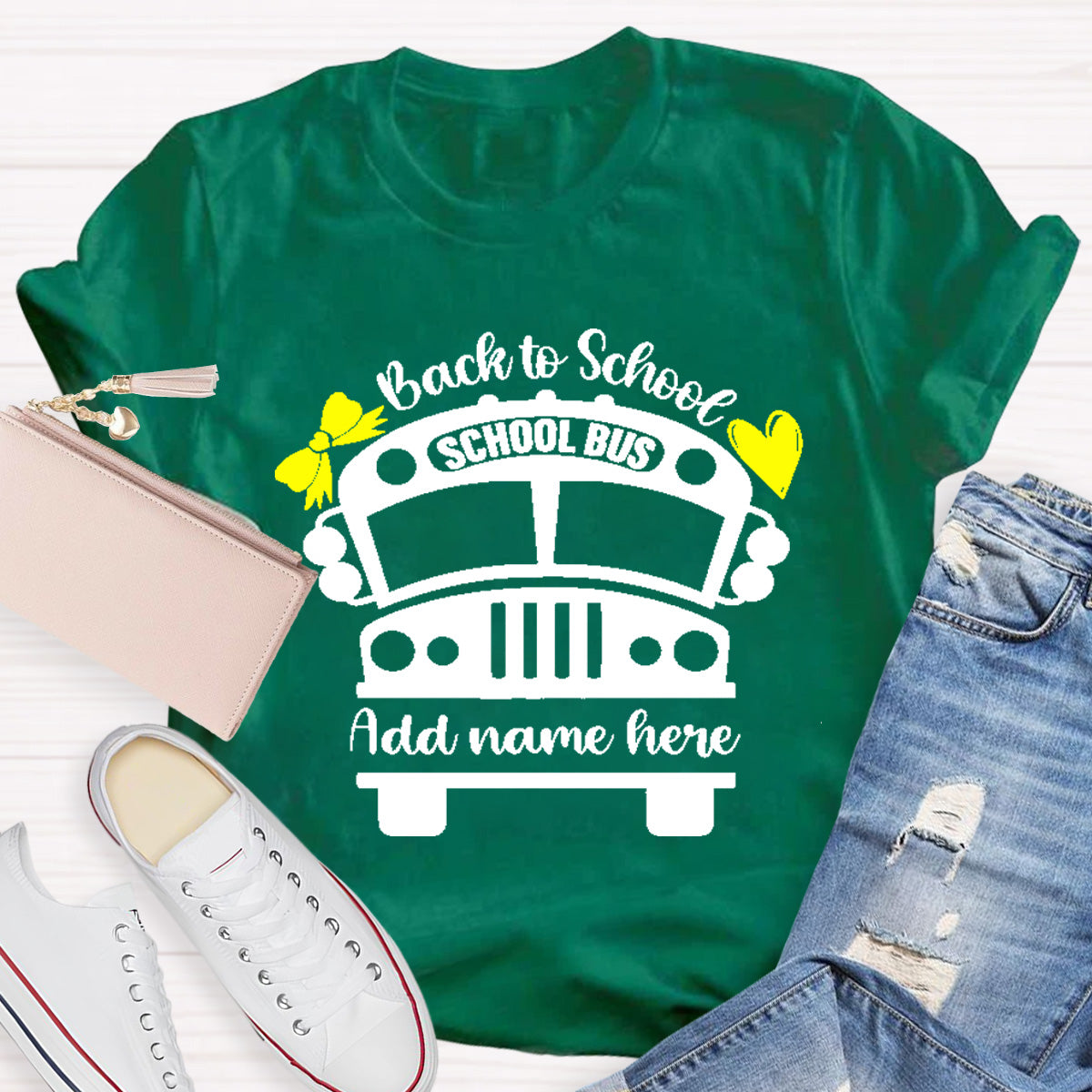 Personalized Name Back To School Shool Bus T-Shirt