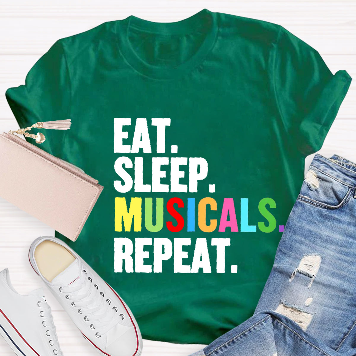 Eat Sleep Musicals Repeat  Teacher T-Shirt