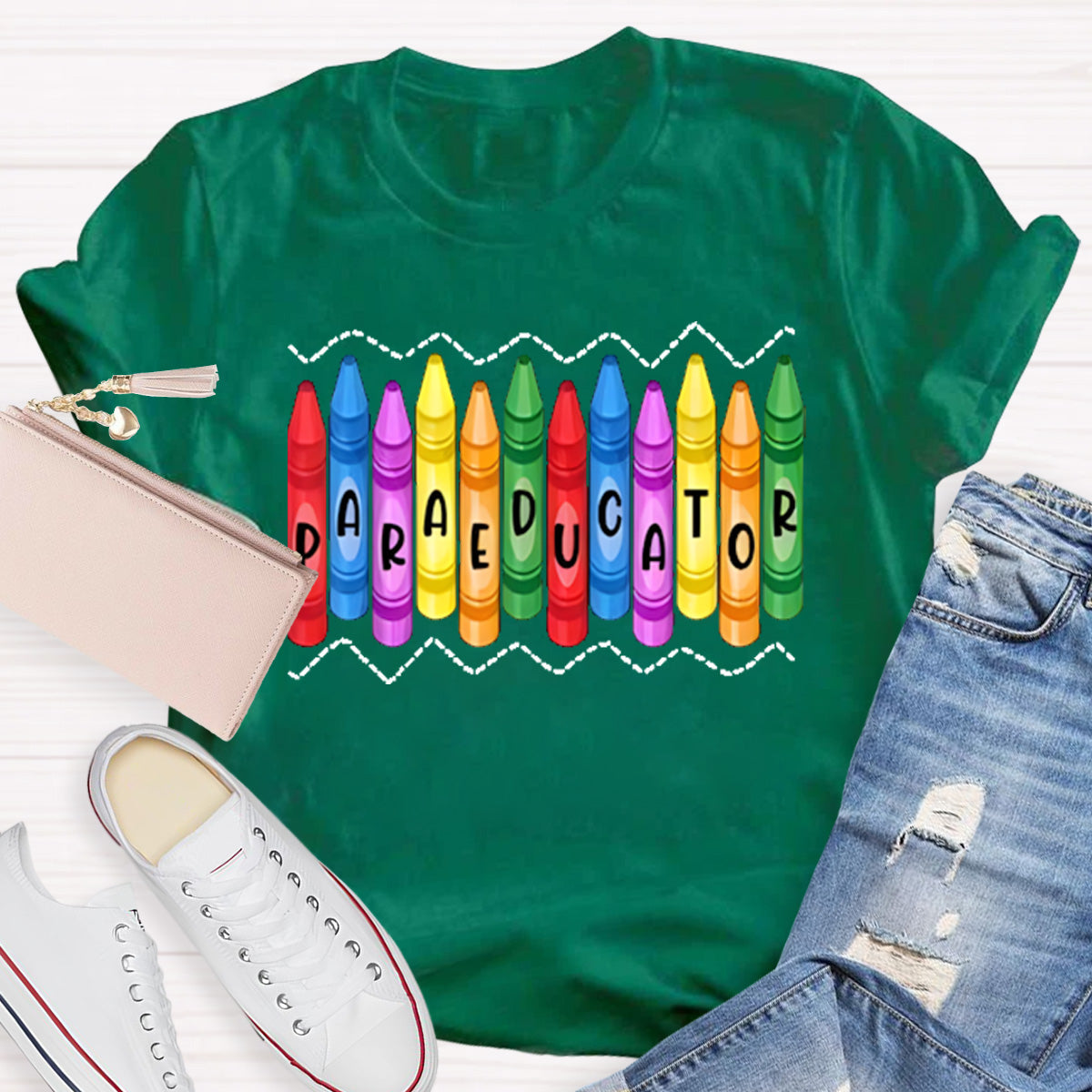 Paraeducator Colorful Pencil Teacher T-Shirt