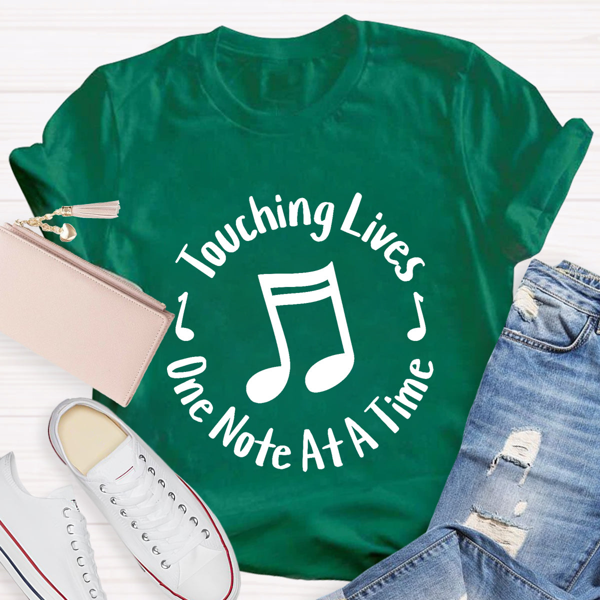 Touching Lives One Note At A Time Music Teacher T-Shirt