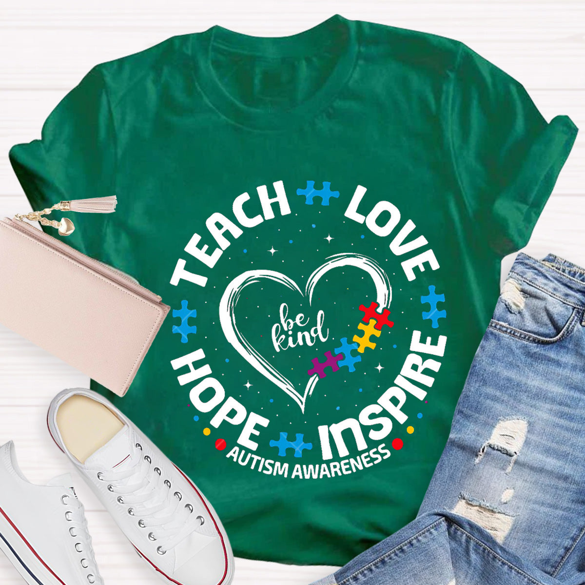 Be Kind Teach Love Hope Heart Teacher T-Shirt