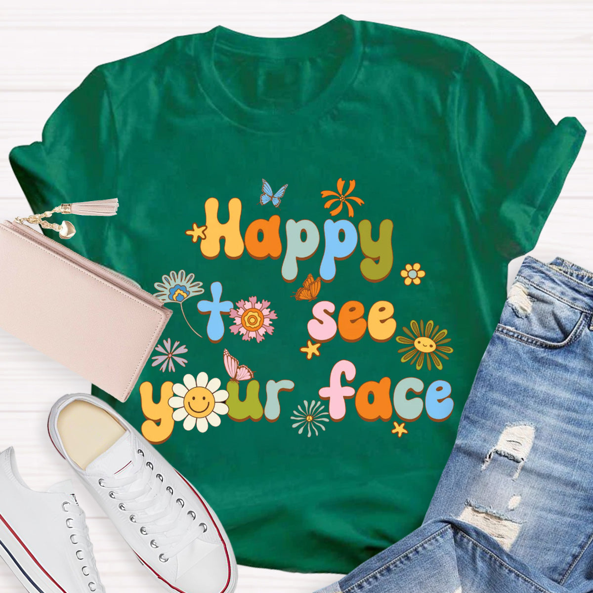 Happy To See Your Face Back To School Floral T-Shirt