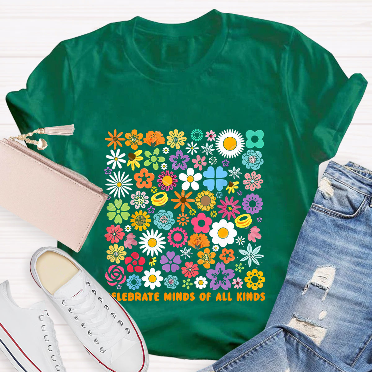 Colorful Flower Celebrate Minds of All Kinds T-Shirt