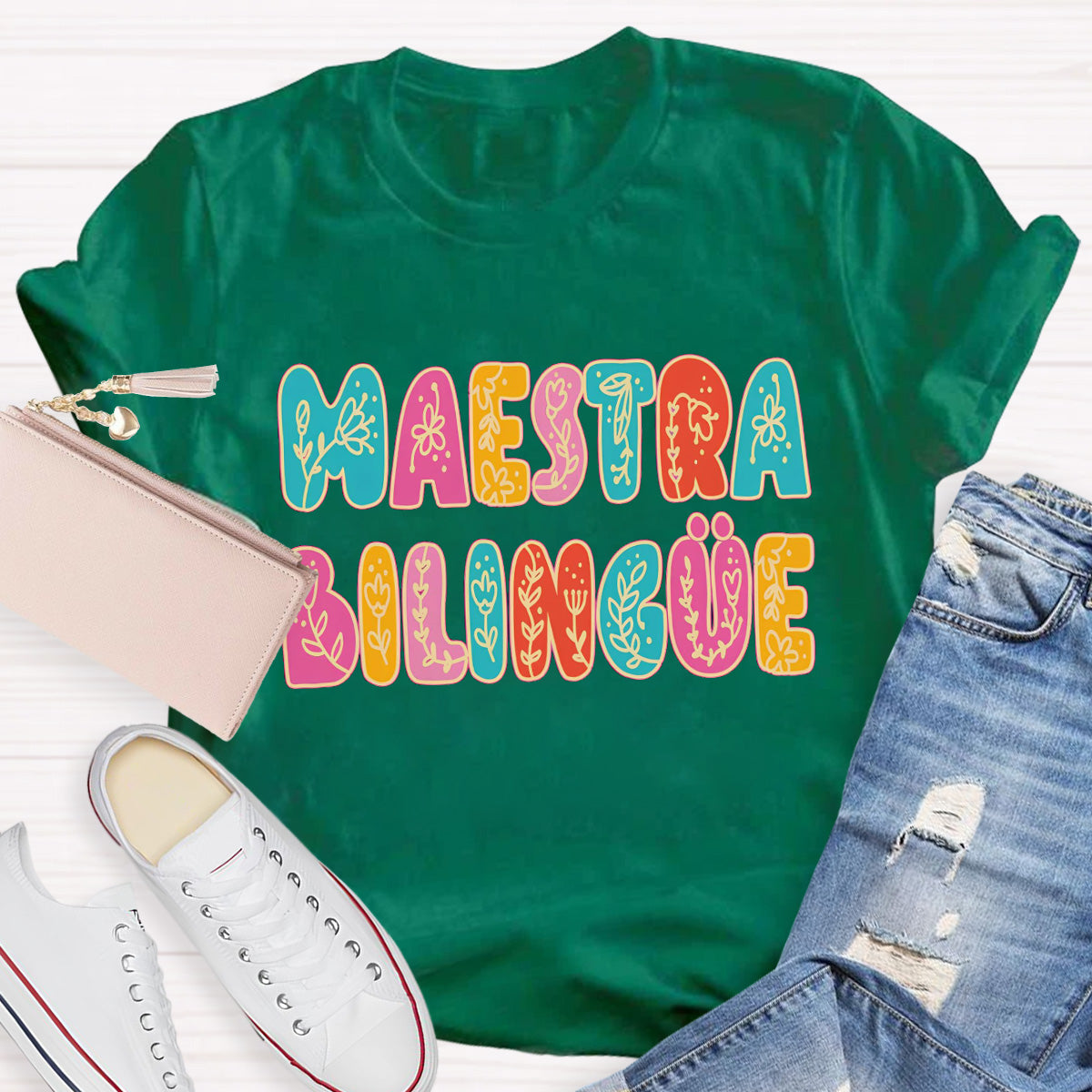 Maestra Flower Teacher T-Shirt