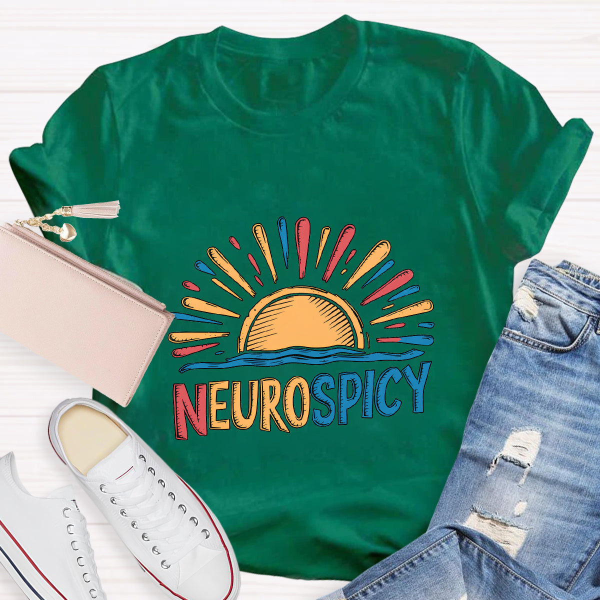 Rainbow Positive Autism Teacher T-Shirt