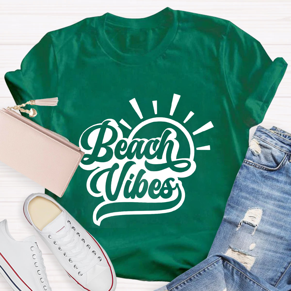 Beach Vibes Summer Break Teacher T-Shirt