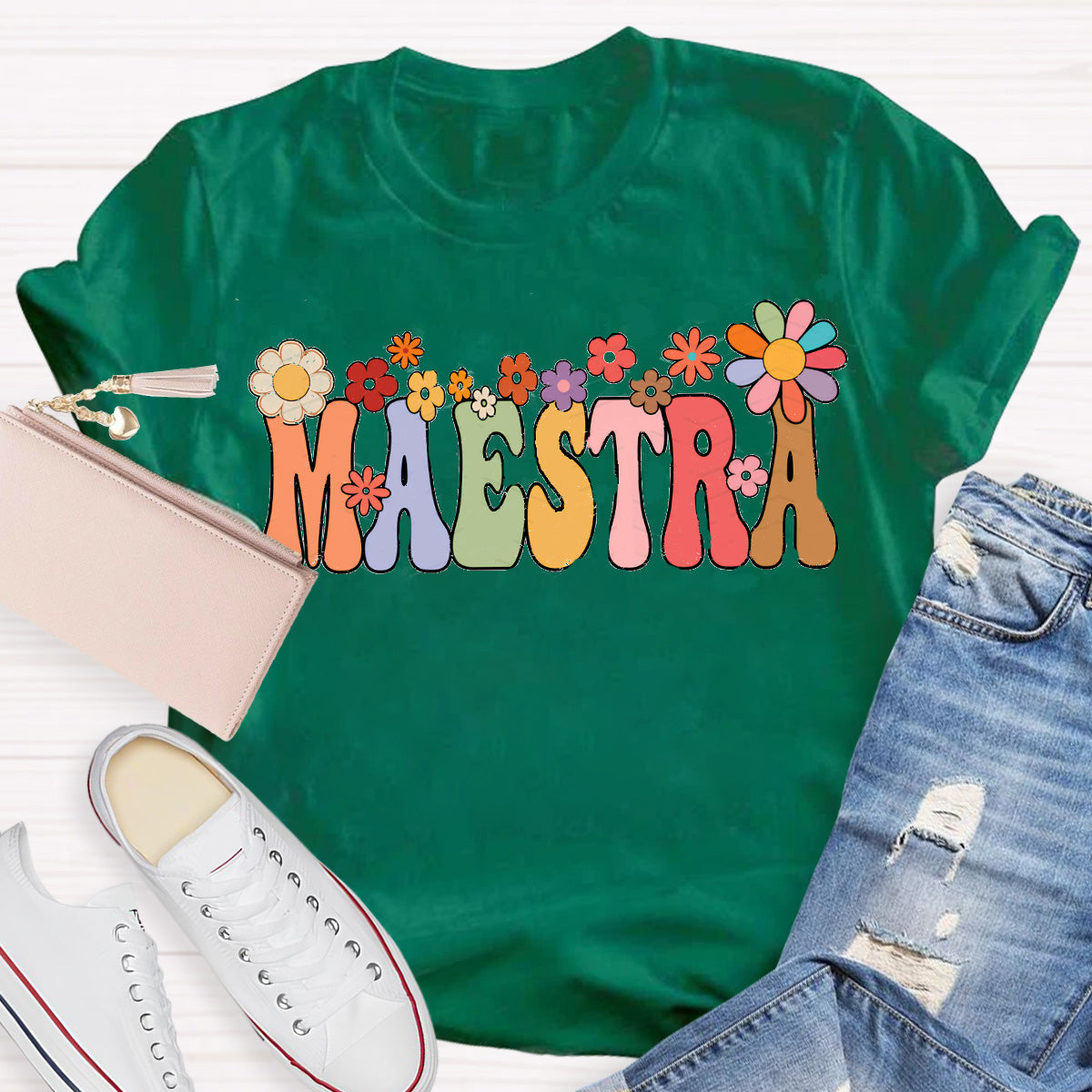 Maestra Flower Teacher T-Shirt