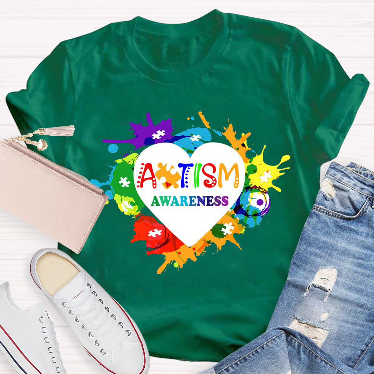 Awareness Colorful Teacher T-Shirt