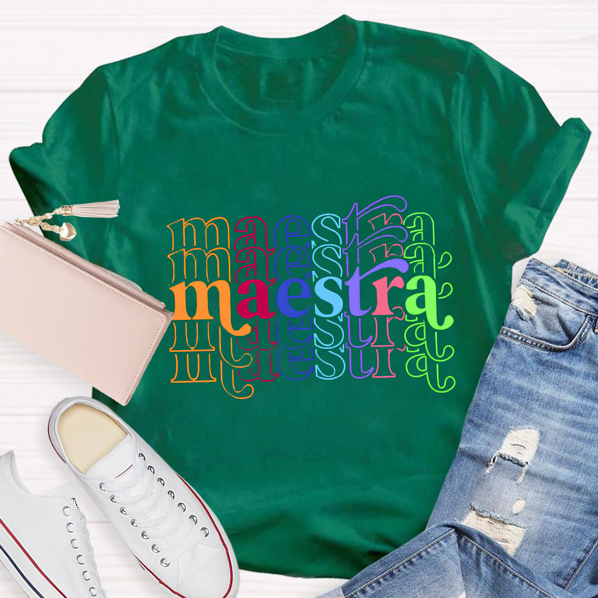 Maestra Colorful Letters Teacher T-Shirt