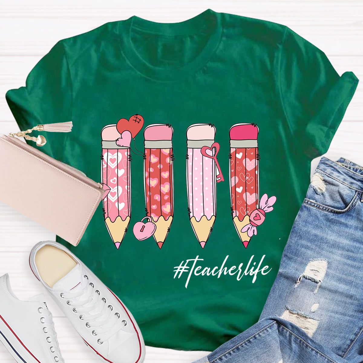 Valentine Pencils Teacher T-Shirt