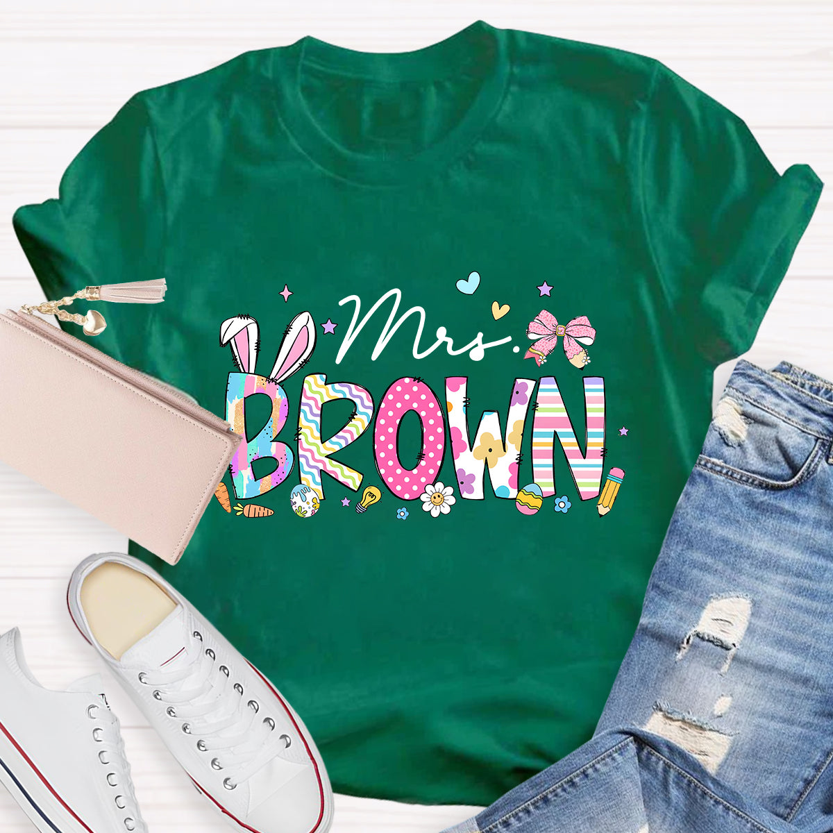 Personalized Easter Teacher Name Mrs Brown T-Shirt