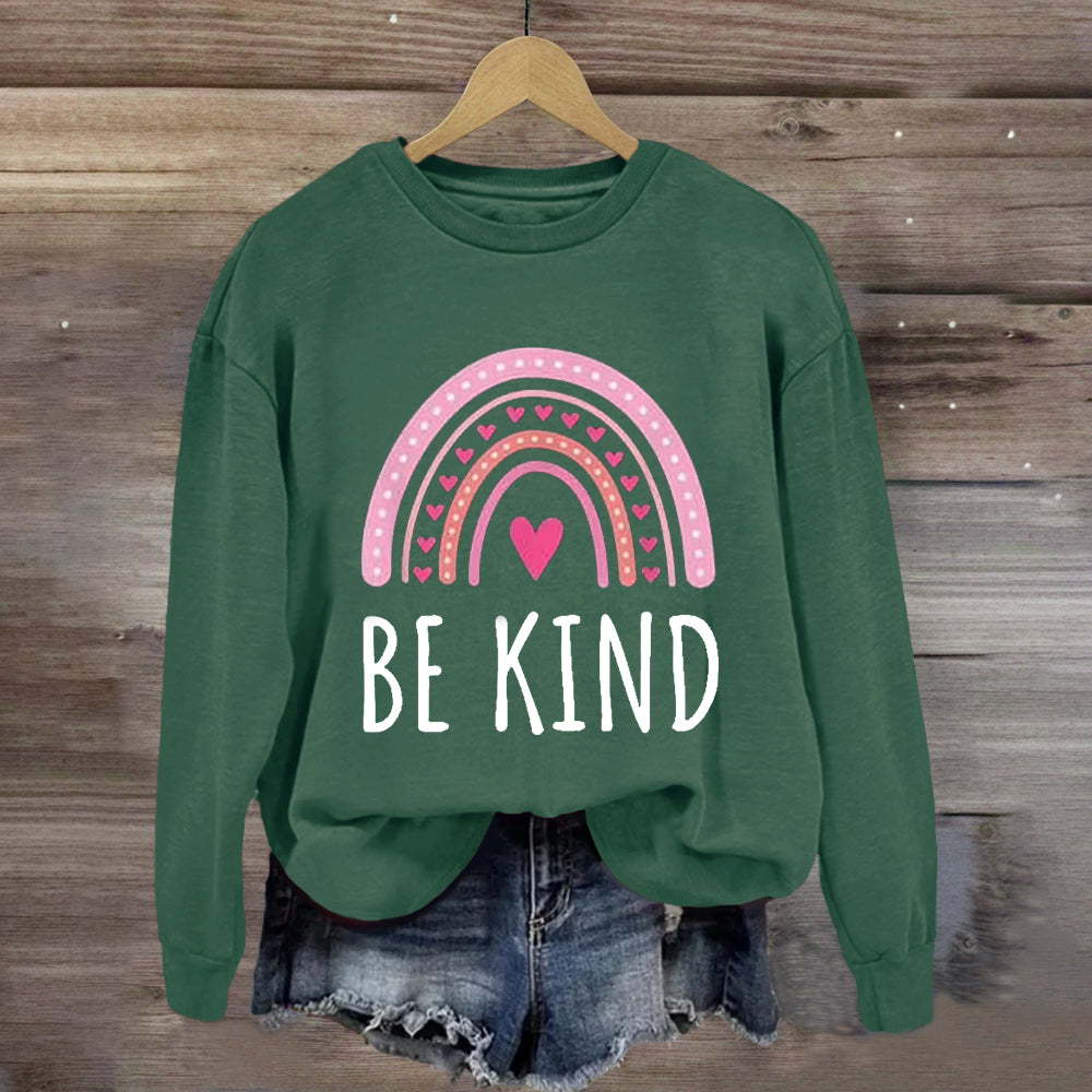 Be Kind Pink Heart Rainbow Sweatshirt