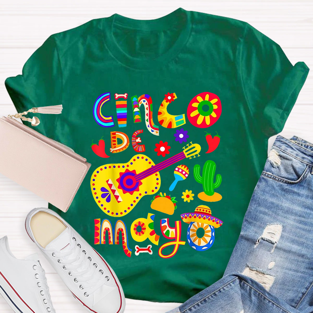 Cinco De Mayo Flower Teacher T-Shirt