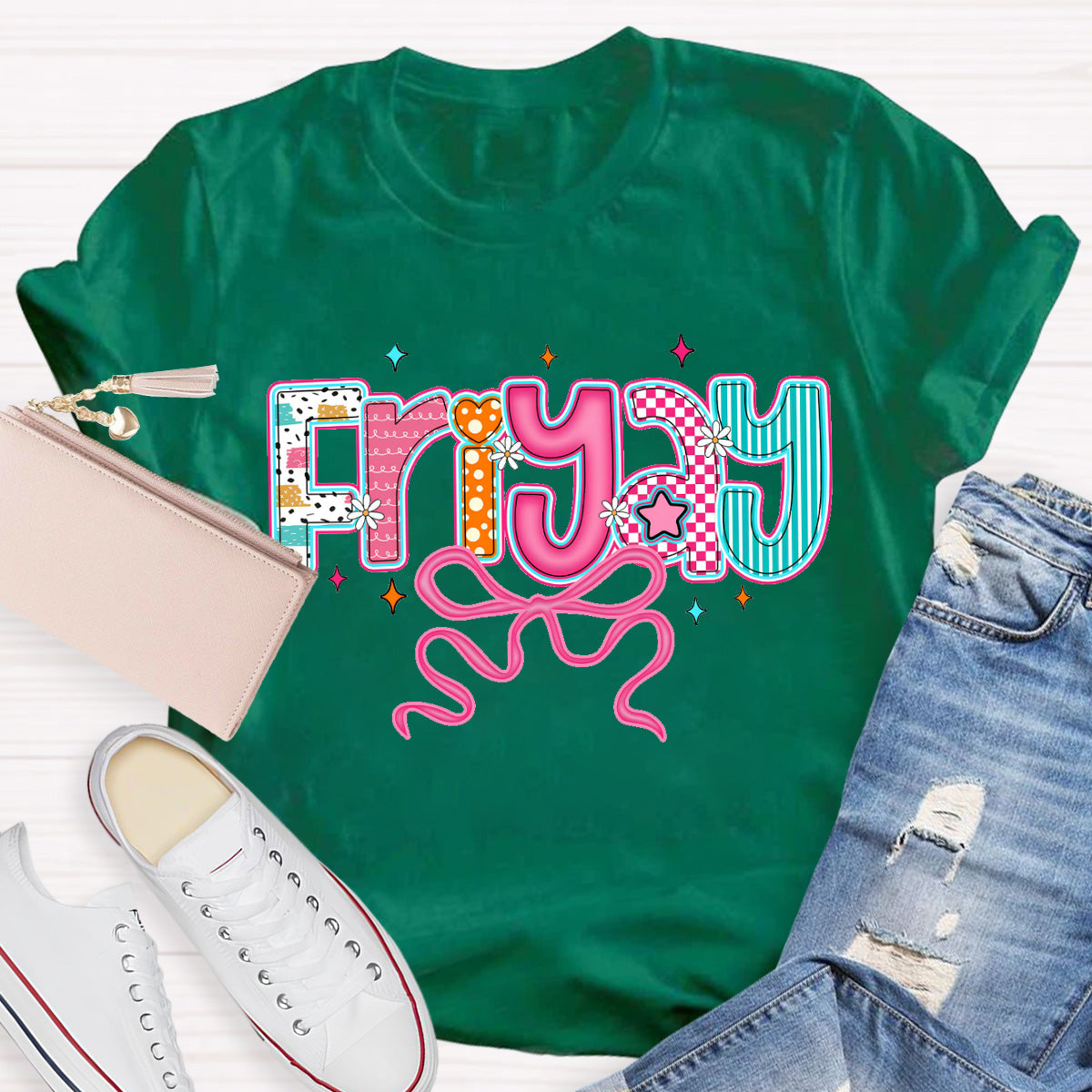 Friyay Pink Star Teacher T-Shirt