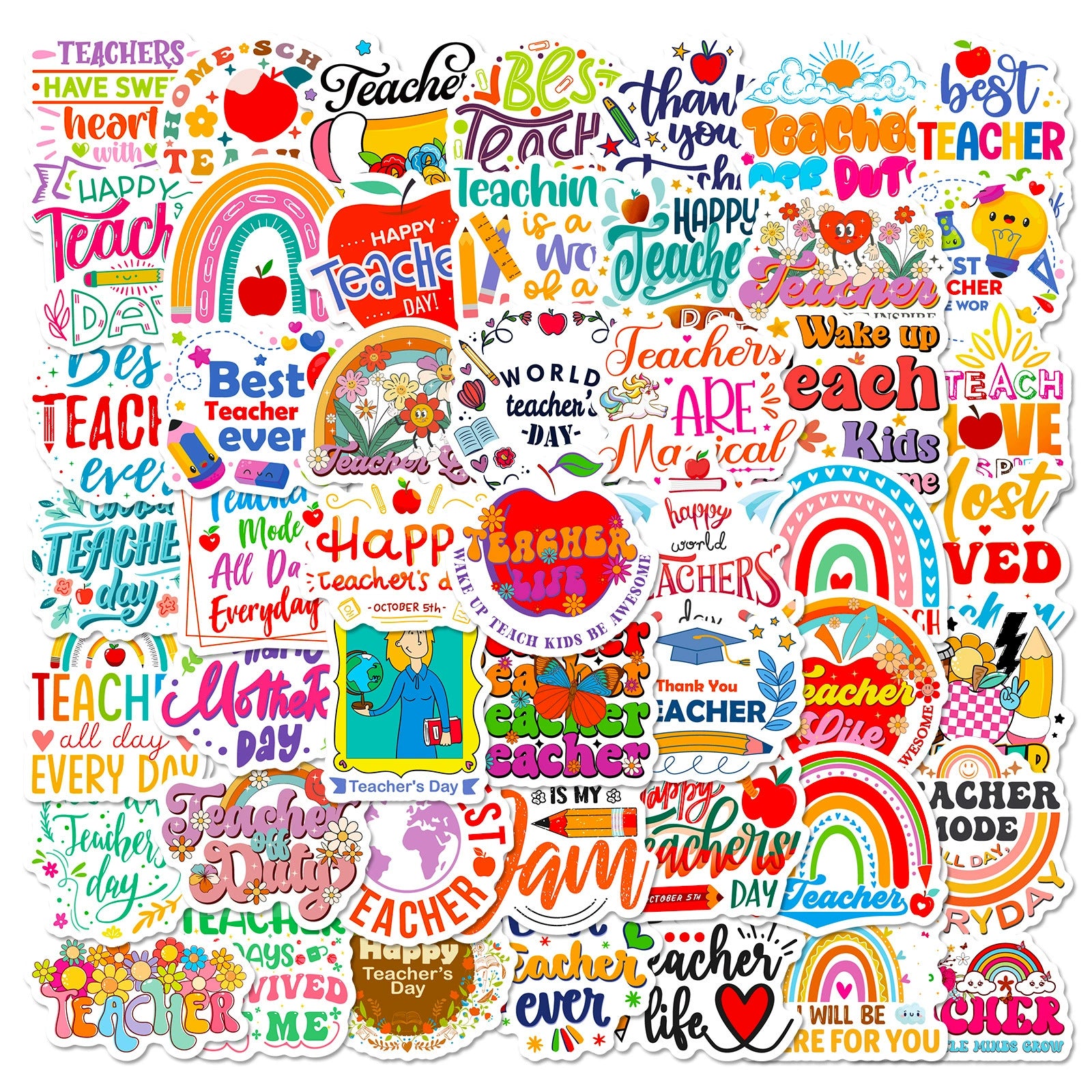 50 Teacher Decoration Waterproof Stickers