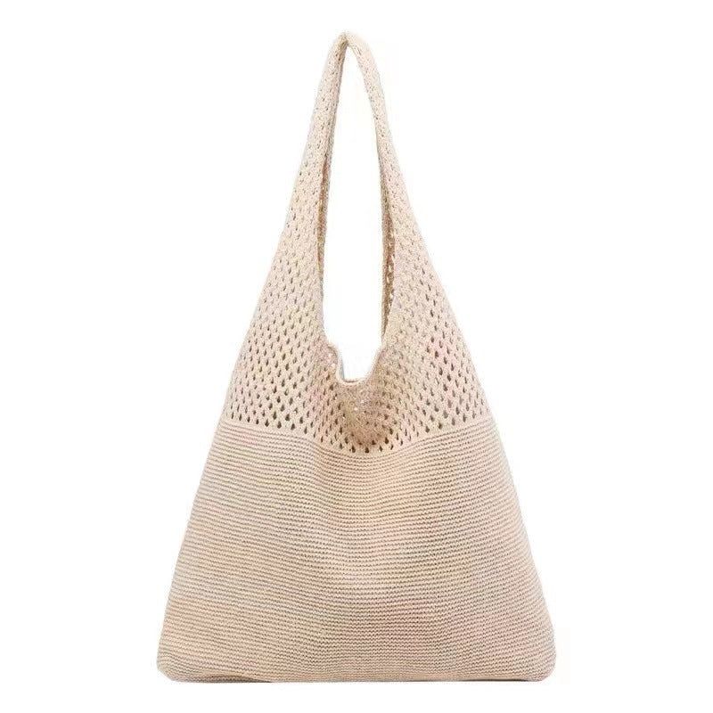 Woven Knit Solid-Color Crossbody Handbag