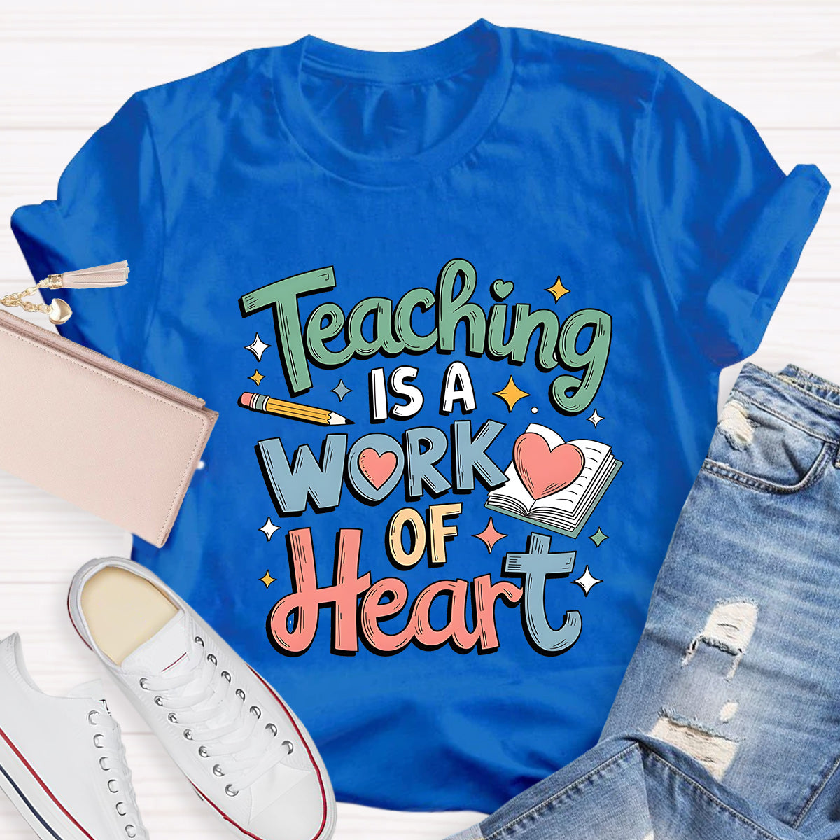 Teaching Is A  Work Of Heart Teacher T-Shirt