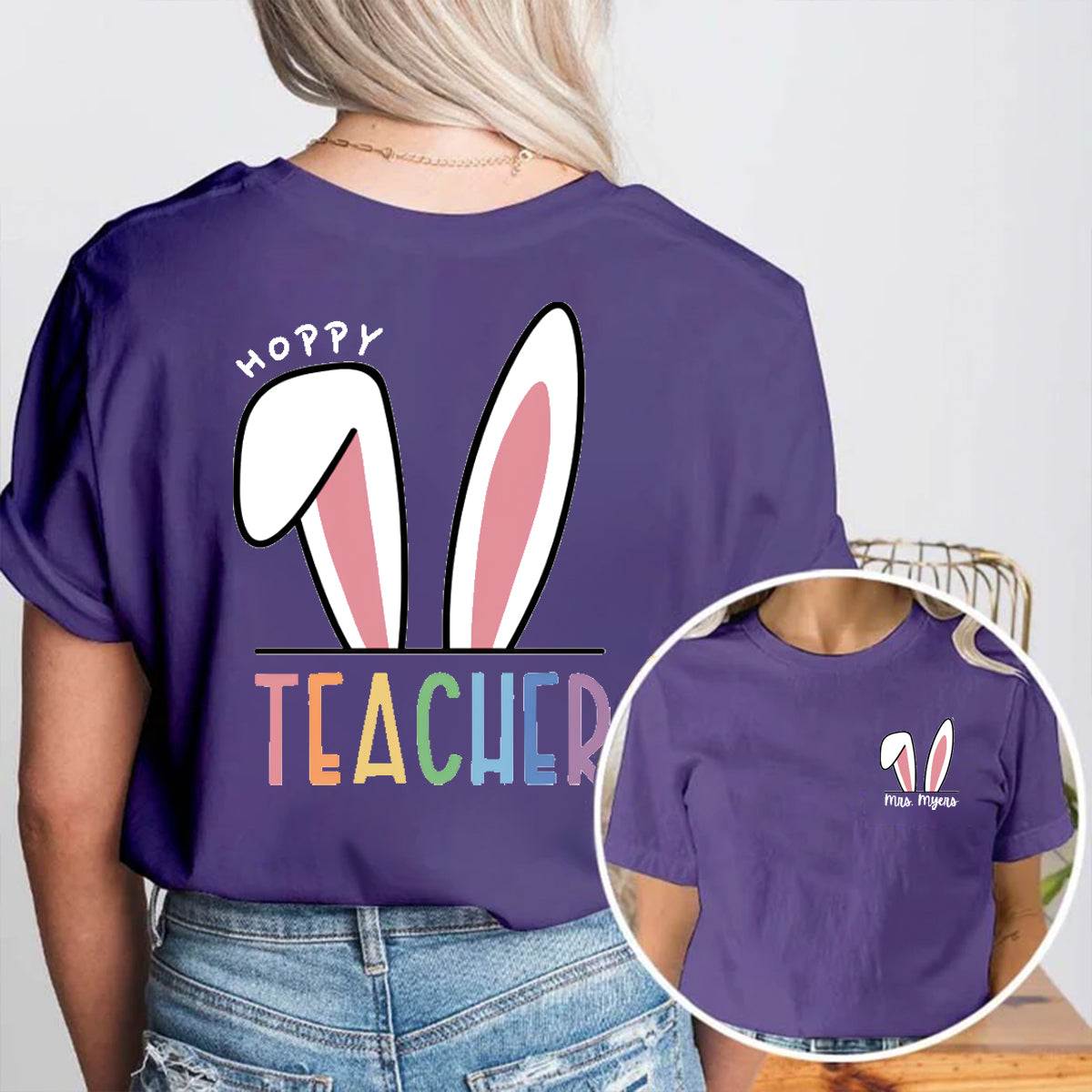 Personalized Name Easter Double Printed T-shirt