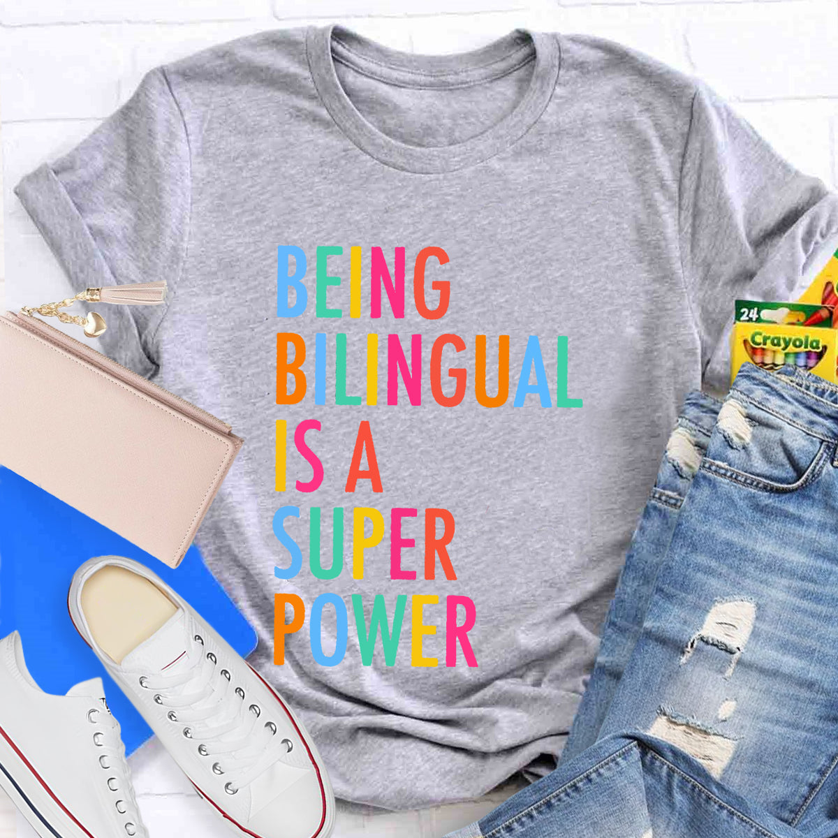 Being Bilingual Is A Super Power Teacher T-Shirt
