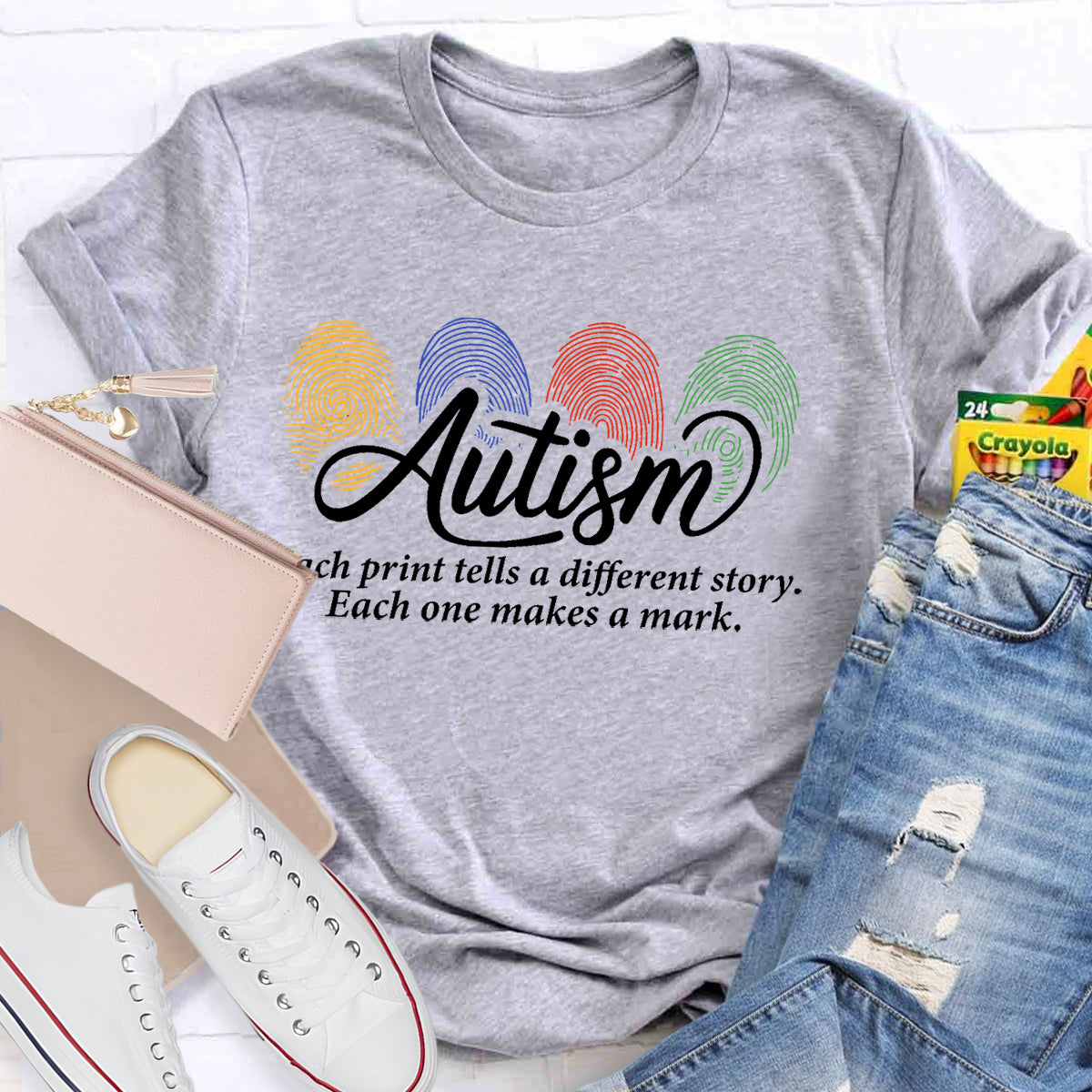 Autism Each One Makes A Mark Teacher T-Shirt