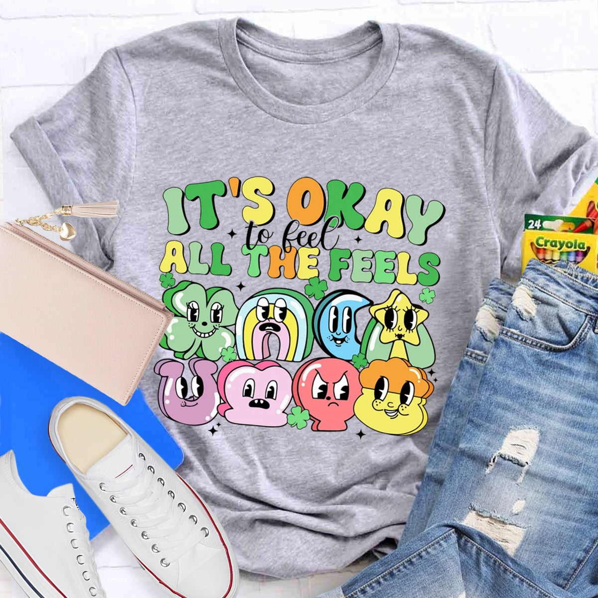 It's Okay To Feel All The Feels Shamrock T-Shirt