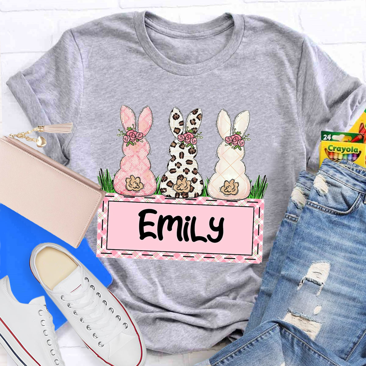 Personalized Name Teacher Easter Bunny T-Shirt