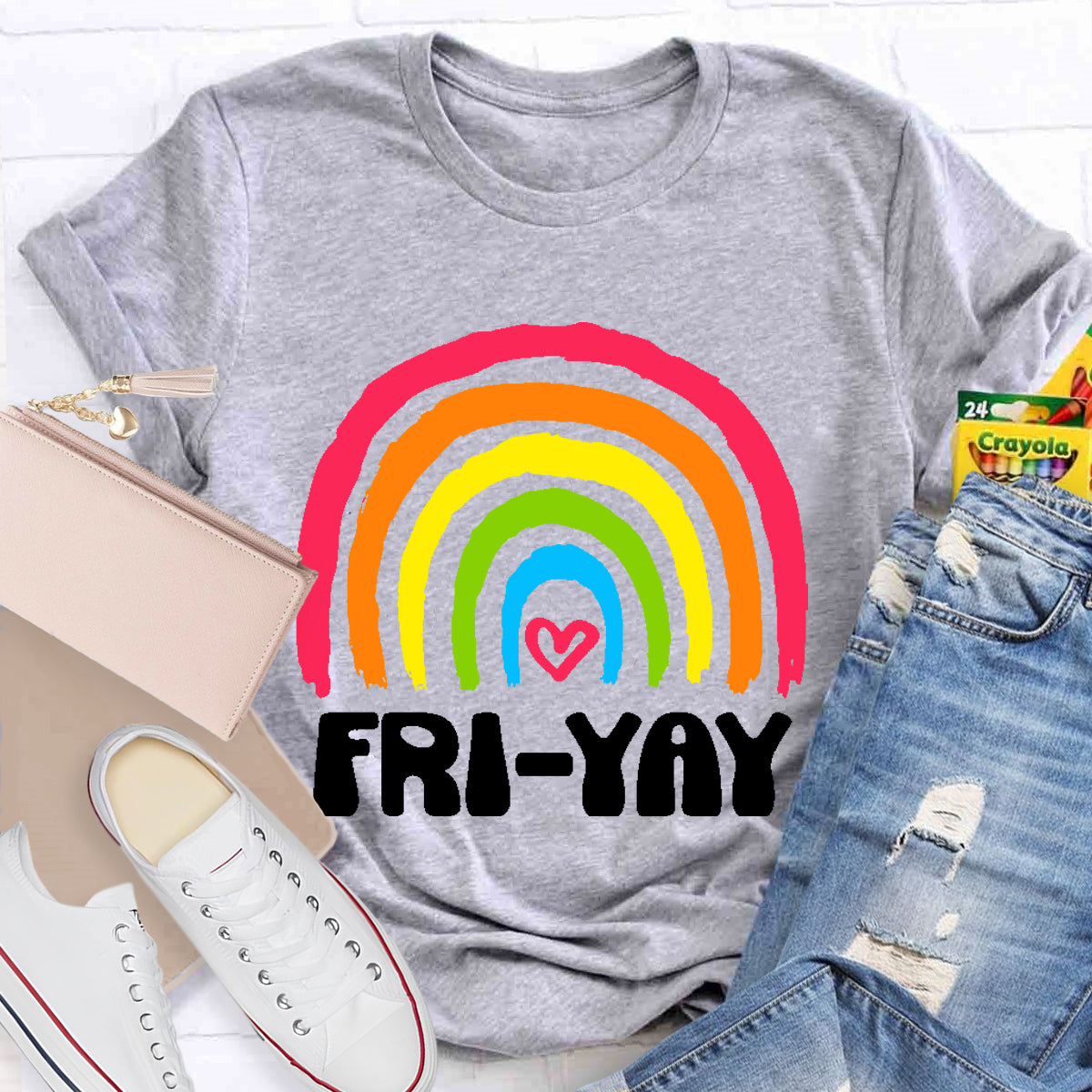 Friyay Rainbow Teacher T-Shirt