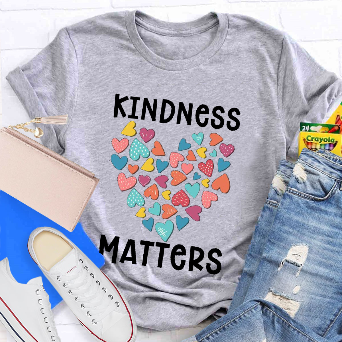 Kindness Matters Colorful Heart T-Shirt