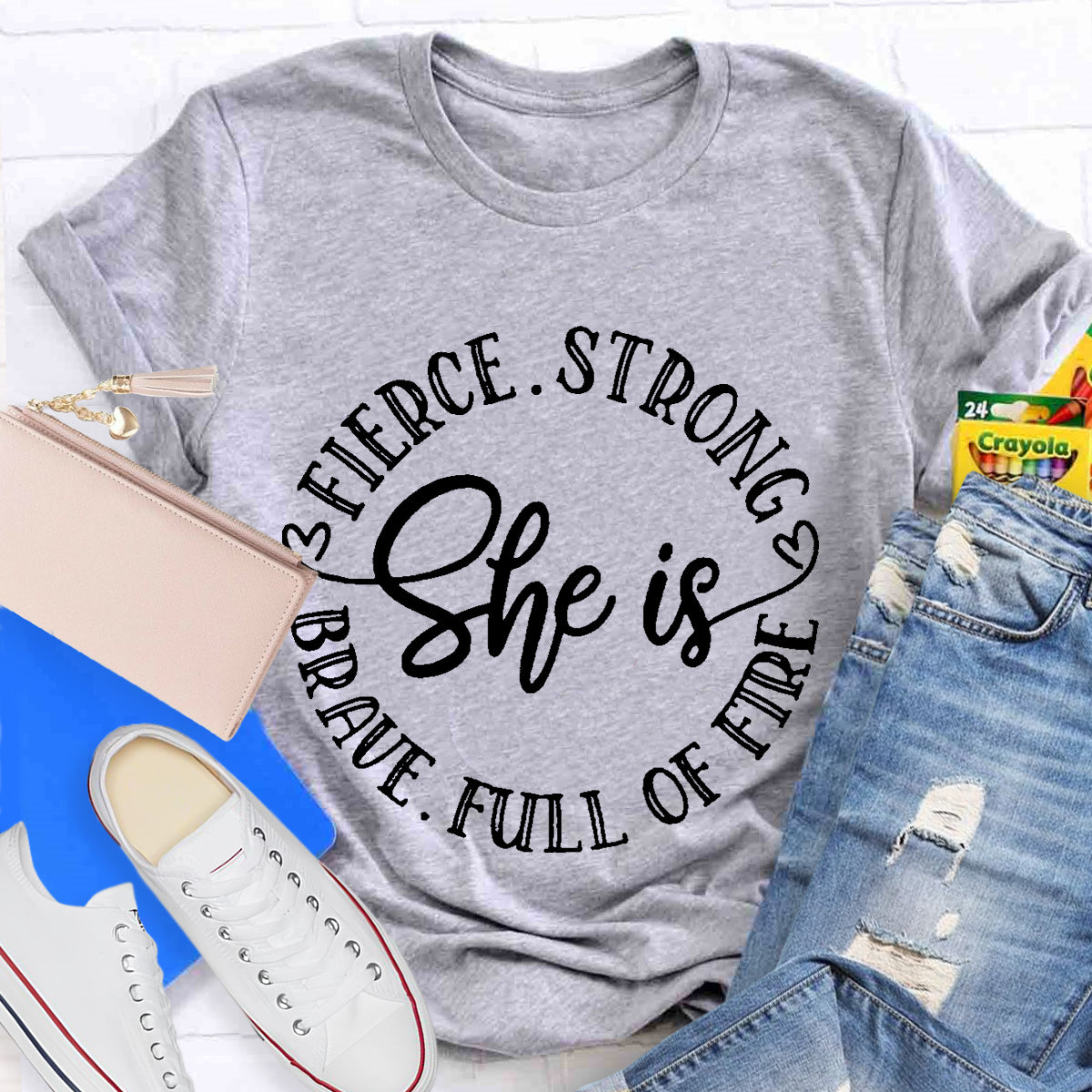 She Is Brave Full Of Fire Fierce Strong T-Shirt