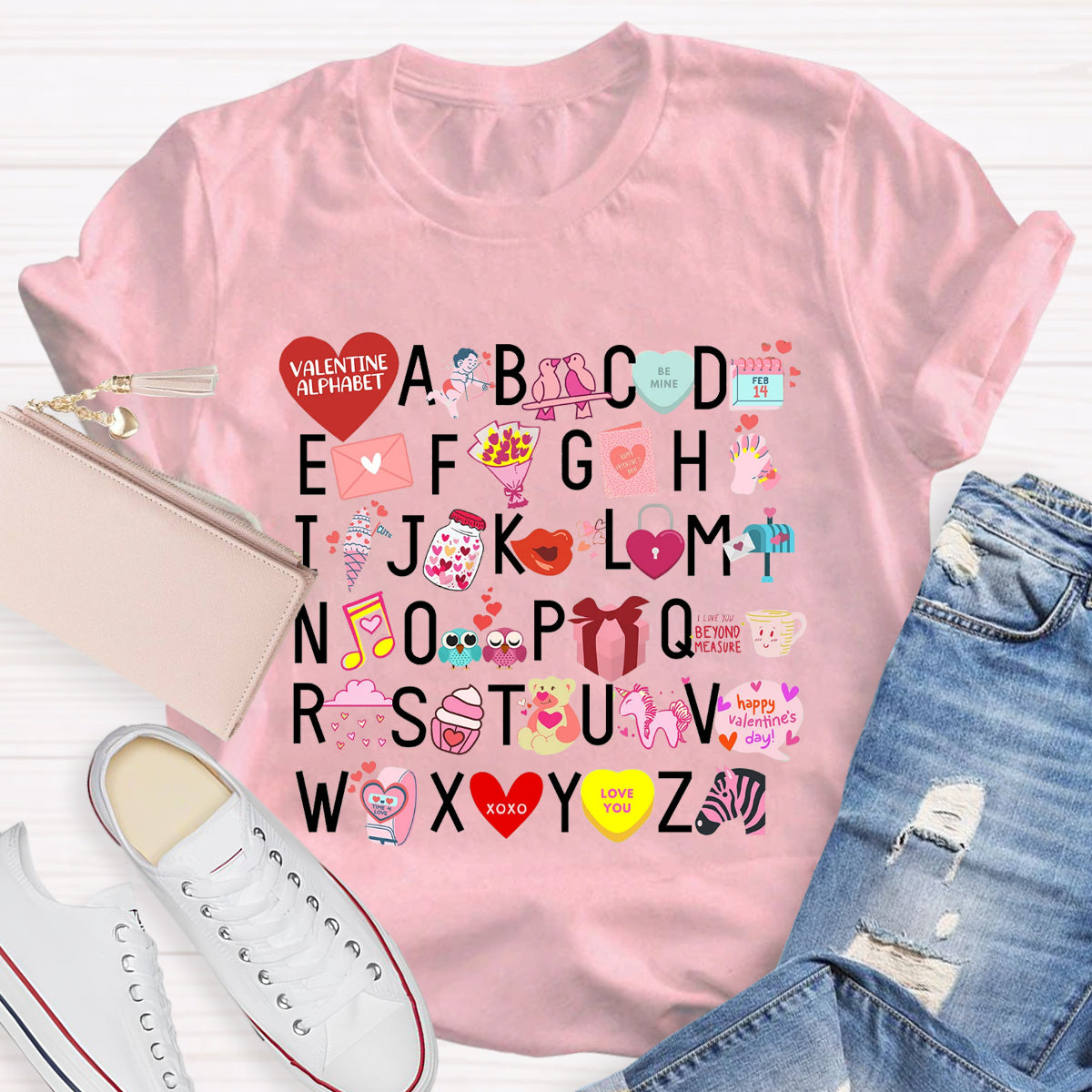 Valentine Alphabet Teacher T-Shirt