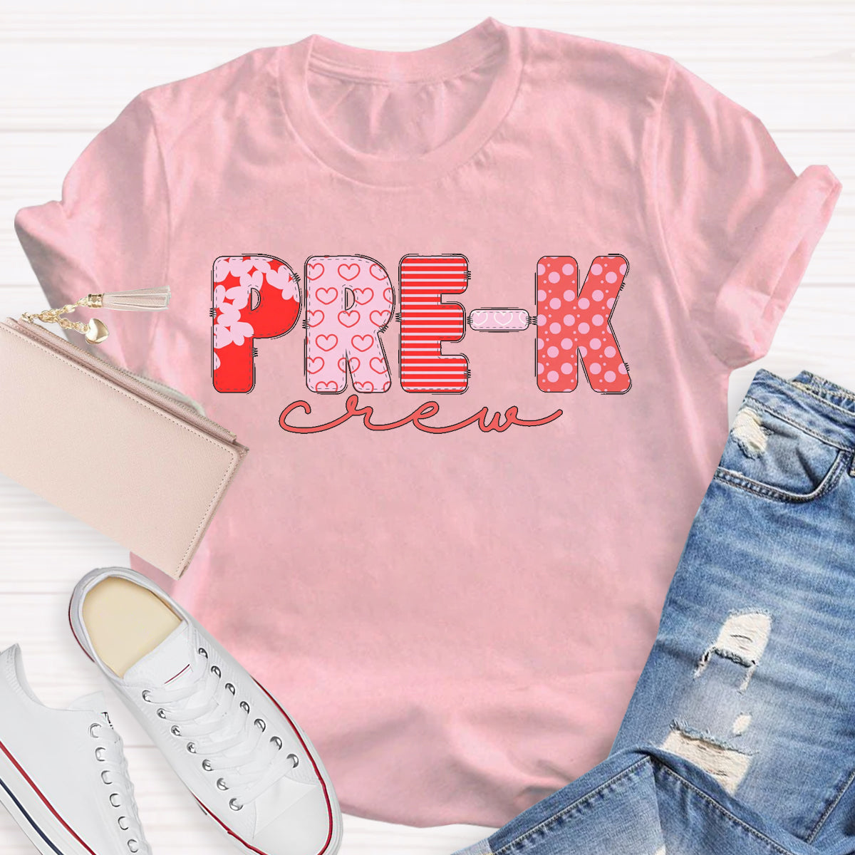 Valentine's Pre-K Crew Teacher T-Shirt