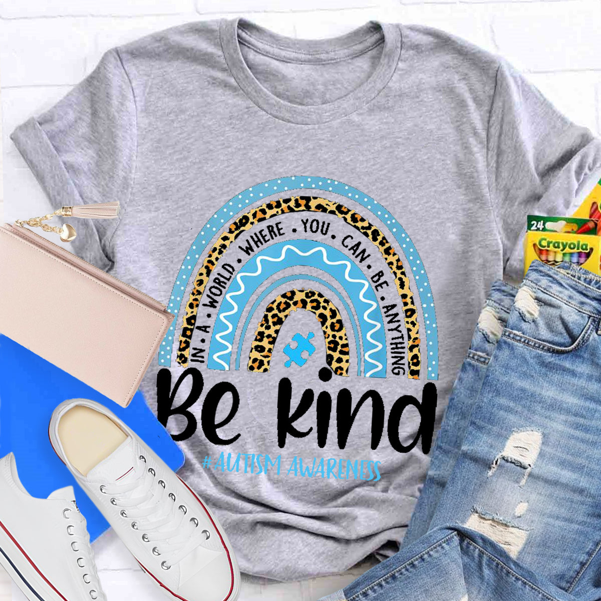 Be Kind Blue Rainbow Teacher T-Shirt