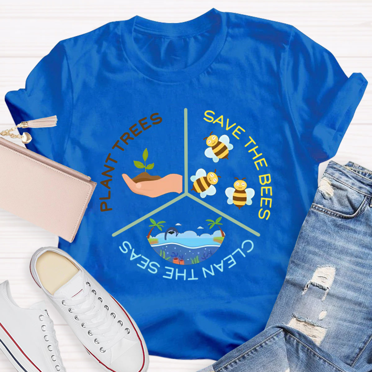 Save The Bees Plant Trees Teacher T-Shirt