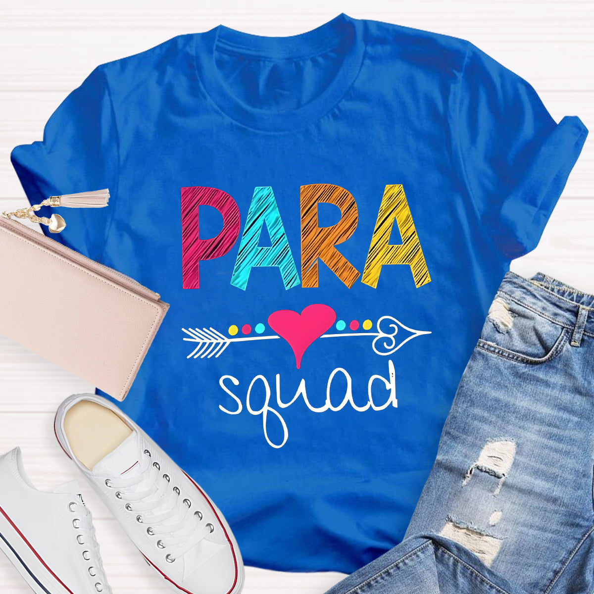 Para Squad Pink Heart Teacher T-Shirt