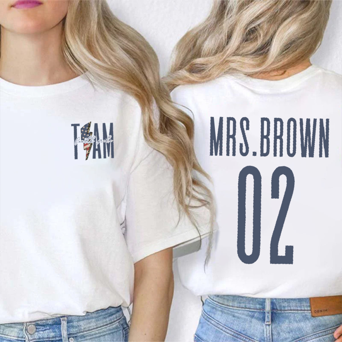 Personalized Name And Grade Dream Team Double Printed T-shirt