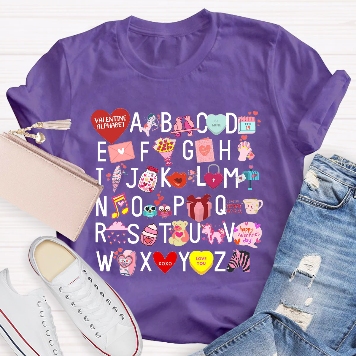 Valentine Alphabet Teacher T-Shirt