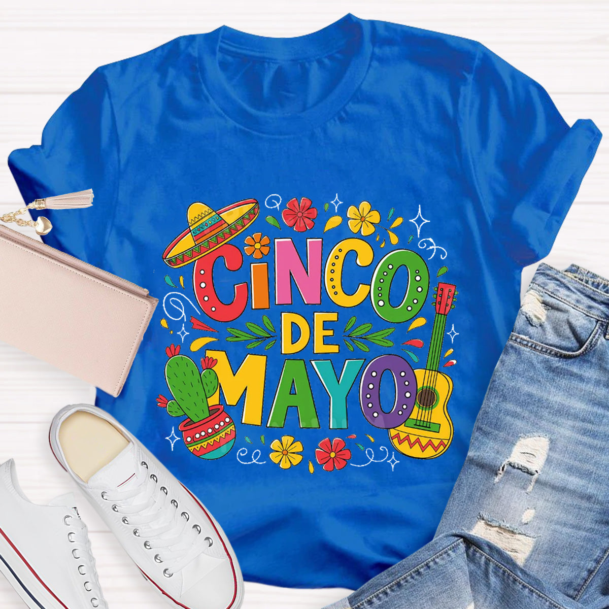 Cinco De Mayo Red Flower Teacher T-Shirt