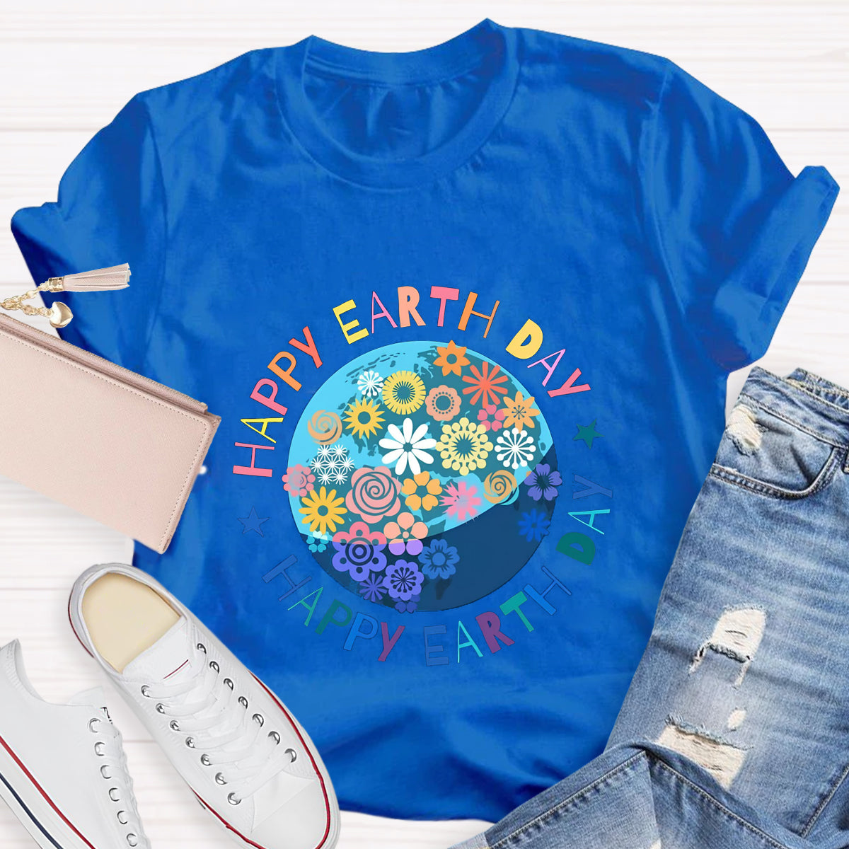 Happy Earth Day Floral Earth T-Shirt